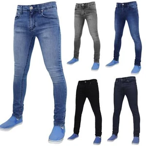 Mens Skinny Jeans Slim Fit Denim Trousers Super Stretch Basic Pants Waists 28-40