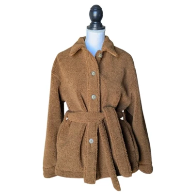 Abrigo Corto Uniqlo U Marrón Forrado en Pila Polar Talla Mediana Christophe Lemaire Cinturón Foto 1 de 4