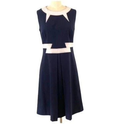 Vestido Magaschoni Mujer Talla 8 Trabajo Profesional Azul Blanco Foto 1 de 4