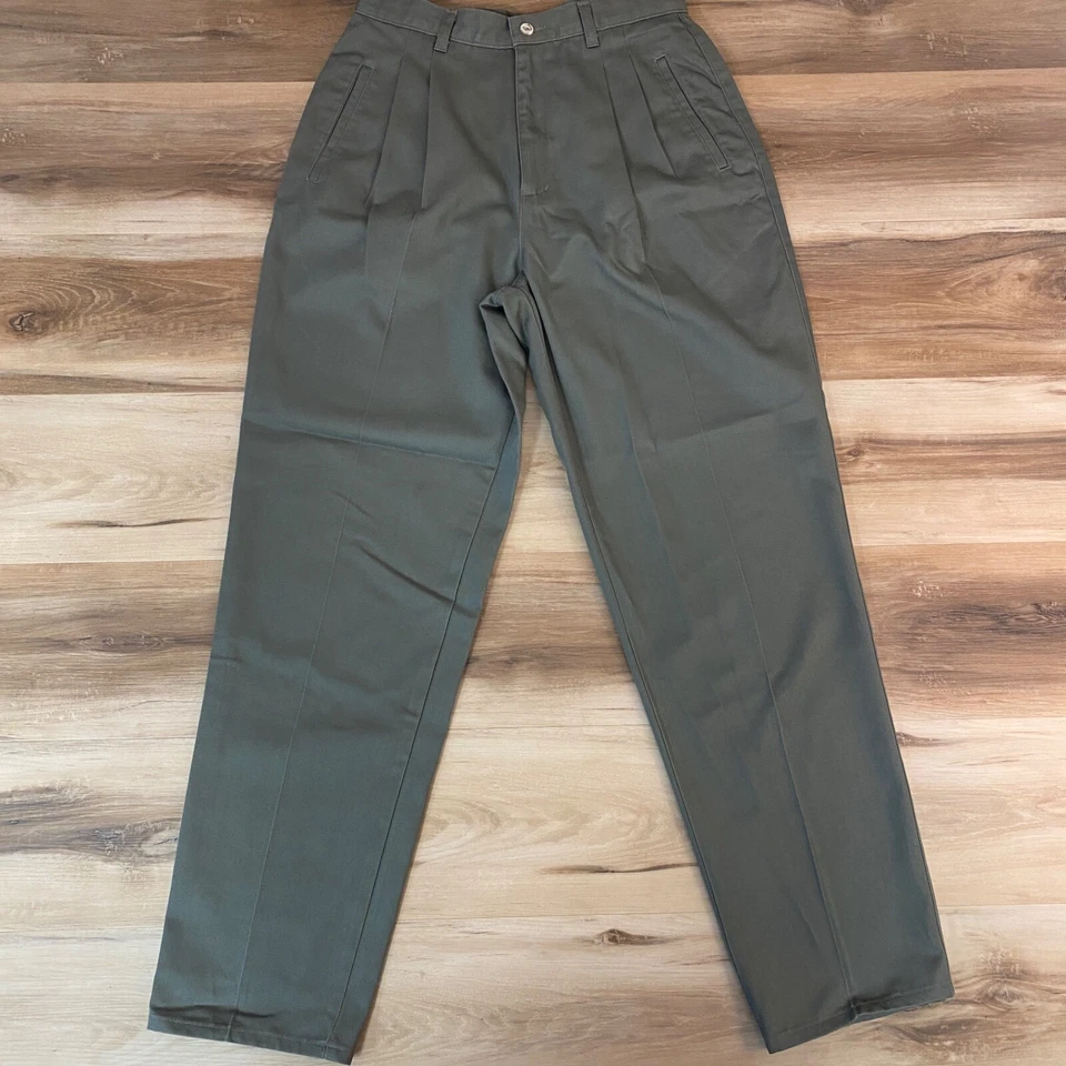 Pantalones chinos plisados vintage para mujer 12 oliva años 90 cintura alta reflejos norteños Foto 1 de 4