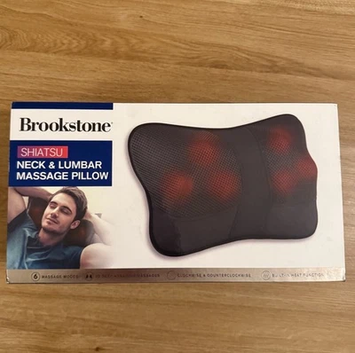 Masajeador de cuello y lumbar Brookstone Shiatsu, almohada de amasado profundo con calor Foto 1 de 3