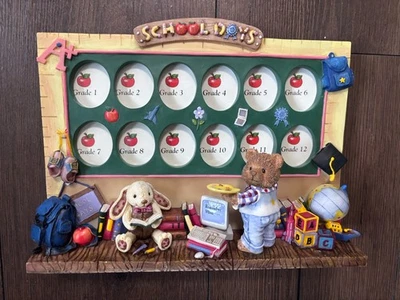 Photo Picture School Days Tabletop 3D Frame Bear Bunny Grades 1 -12 Resin Decor - Image 1 of 3