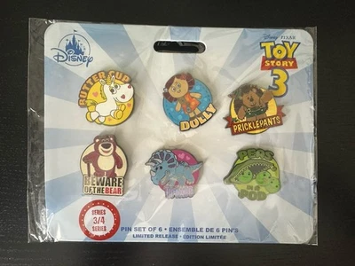Disney Pixar Toy Story 3 Pin Set 2019 Series 3/4 LR 6 Pins Set Lotso Dolly Peas - Imagem 1 de 3