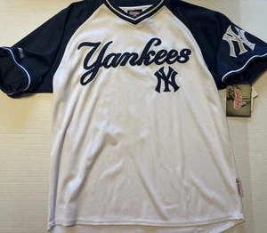 Jersey Stitches Yankees Para Hombre Grande NY MLB Pullover Blanco Azul Marino Bordado Nuevo Con Etiquetas - Imagen 1 de 9