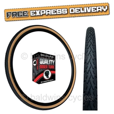 BALDY'S Baldys 700x38c Hybrid Trekking Bike REIFEN & RÖHR HELLBRAUN BERNSTEIN WAND glatte Lauffläche