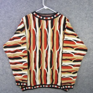 Vintage Sweater Mens Medium Multicolor 3D Knit Crewneck Coogi Style 90s - Picture 1 of 10