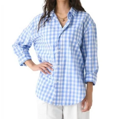 Camisa blusa CITIZENS OF HUMANITY média Kayla azul gingham azul algodão branco - Imagem 1 de 4