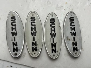 Lot Of 4 Schwinn Bicycle Head Badge/Name Plate * WHITE w/BLACK MADE USA - Picture 1 of 1