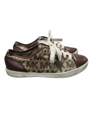 Michael Kors Women's MK Monogram Lace Up Shoes Sneakers Size 9 Brown BB - Image 1 of 4
