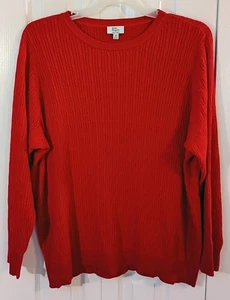 Damen rot Baumwolle Zopfmuster Pullover-Pullover-ÜBERGRÖSSE 2X-Kim Rogers - Bild 1 von 3
