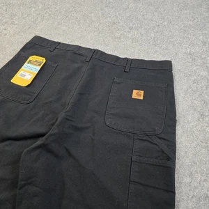 NWT Carhartt Pants Mens Fits 44x30 Black Leather Patch B11 BLK Carpenter - Picture 1 of 20