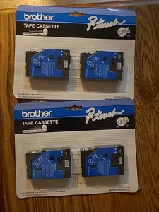 Brother P-touch Tape Cassette 2 Pack TC-10 Laminated Labels Black on Clear 1/2" - Picture 1 of 2