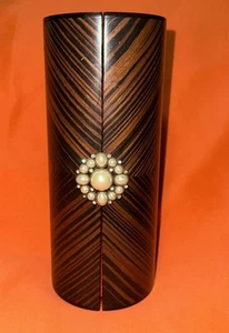 The Bombay Company ‘04 Cylinder Jewelry Box 9” Tall Faux Pearl Rhinestone - Picture 1 of 8
