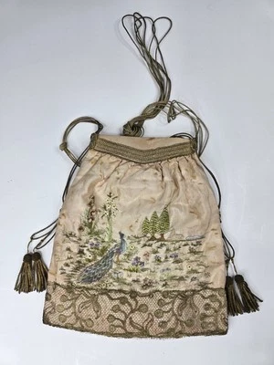 Antique 1800's French Handmade Victorian Needlepoint Purse silk Clutch Hand Bag - Image 1 of 4