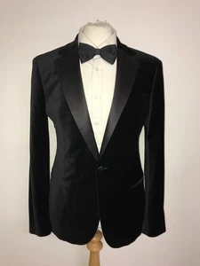 REISS - Mens Slim Fit BLACK VELVET TUXEDO JACKET - 38 Reg - GORGEOUS - Picture 1 of 10