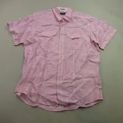 Bugatchi Shirt Mens Large Short Sleeve Button Front Outdoors Pink Classic Pink - Image 1 of 4
