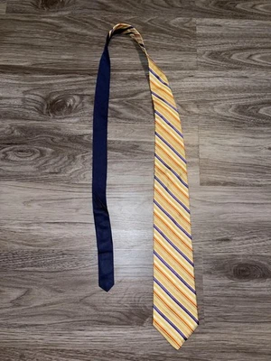 Corbata Tommy Hilfiger Para Hombre Amarillo Azul Rojo Rayas 100% Seda Hecha en EE. UU. Foto 1 de 4