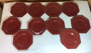 Juego de 10 platos de ensalada octogonales Food Network arándano rojo provenza, 9" - Imagen 1 de 8