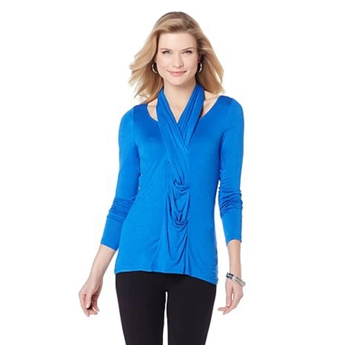 Top Rhonda Shear Jersey Tejido Volantes Delantero - L - Azul 4U92H Foto 1 de 4