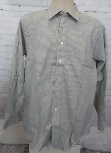 Men's Ike Design by Ike Behar Olive Check Long Sleeve Shirt Size-15-34 NWT - Picture 1 of 6