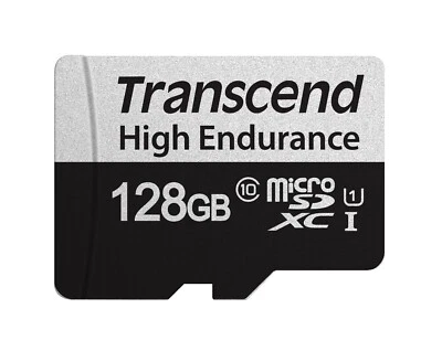 128GB Transcend High Endurance 350V microSDXC Memory Card CL10 UHS-I - Image 1 of 3