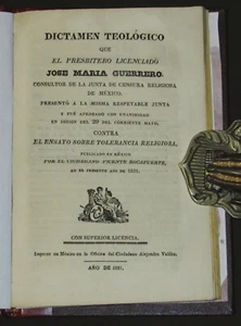 Dictamen Teologico Vicente Rocafuerte 1831 Mexico Religious Tolerance Religion - Picture 1 of 5