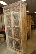 Light Wood Tones Rustic Armoire, Farmhouse Storage, Kitchen Chest, Architectural