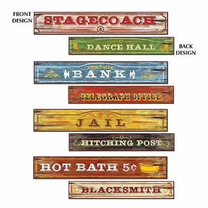 Western Sign Cutouts - Party Decorations - Cowboy Birthday Theme - 4 Pieces - Picture 1 of 2
