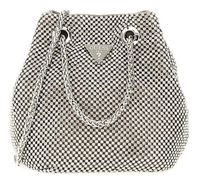 GUESS Zalina Mini Pouch Abendtasche Tasche Silver grau silberfarben Neu - Bild 1 von 4