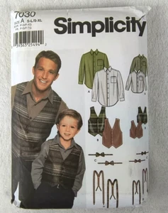 Vintage Y2K Simplicity Pattern 7030 Mens Boys Shirt Vest Bow Tie Suspenders - Picture 1 of 3