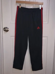 adidas 3 Stripe Track Gym Pants Gray Red Athletic Youth Size Medium GUC - Picture 1 of 7
