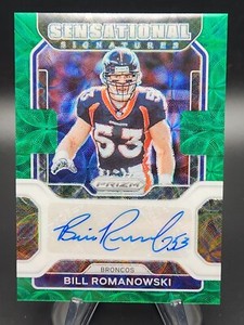 Bill Romanowski 2021 Panini Prizm Sensational Signatures Green Scope #19/49