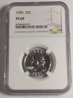 1959 25c Silver Proof Washington Quarter NGC PF 69 - Image 1 of 4