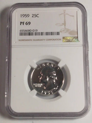 1959 25c Silver Proof Washington Quarter NGC PF 69 Cover