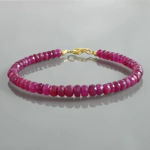 Top Quality Ruby 5mm Beads Exquisite Handmade July Birthstone Bracelet - Picture 1 of 6