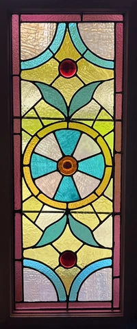 ANTIQUE VICTORIAN STAINED LEADED GLASS WINDOW Cover