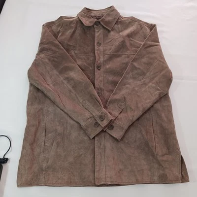 Chaqueta de Cuero Pronto Uomo Para Hombre XL Gamuza Marrón Abotonada Abrigo Deportivo Genuino Foto 1 de 4
