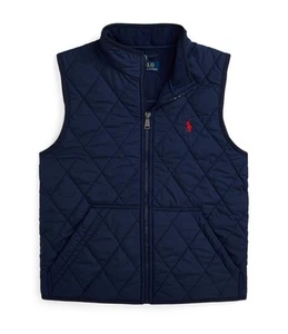 Polo Ralph Lauren Big Boy Quilted Fleece-Lined Vest Down Puffer Zip Navy L 14-16 - Picture 1 of 3
