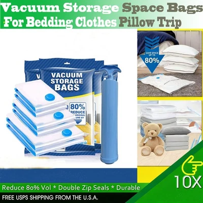 Bolsas de sellado de almacenamiento al vacío para edredón manta ropa de cama almohadas de viaje Foto 1 de 4