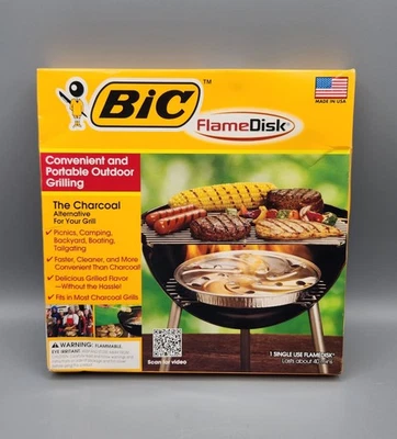 BIC Flame Disk Portátil Exterior Parrilla Carbón Puerta Trasera Prepper Supervivencia Foto 1 de 2