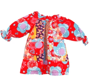 Jelly the Pug Baby Toddler Girls Dress 12 Months Long Sleeve Floral Patchwork - Picture 1 of 4