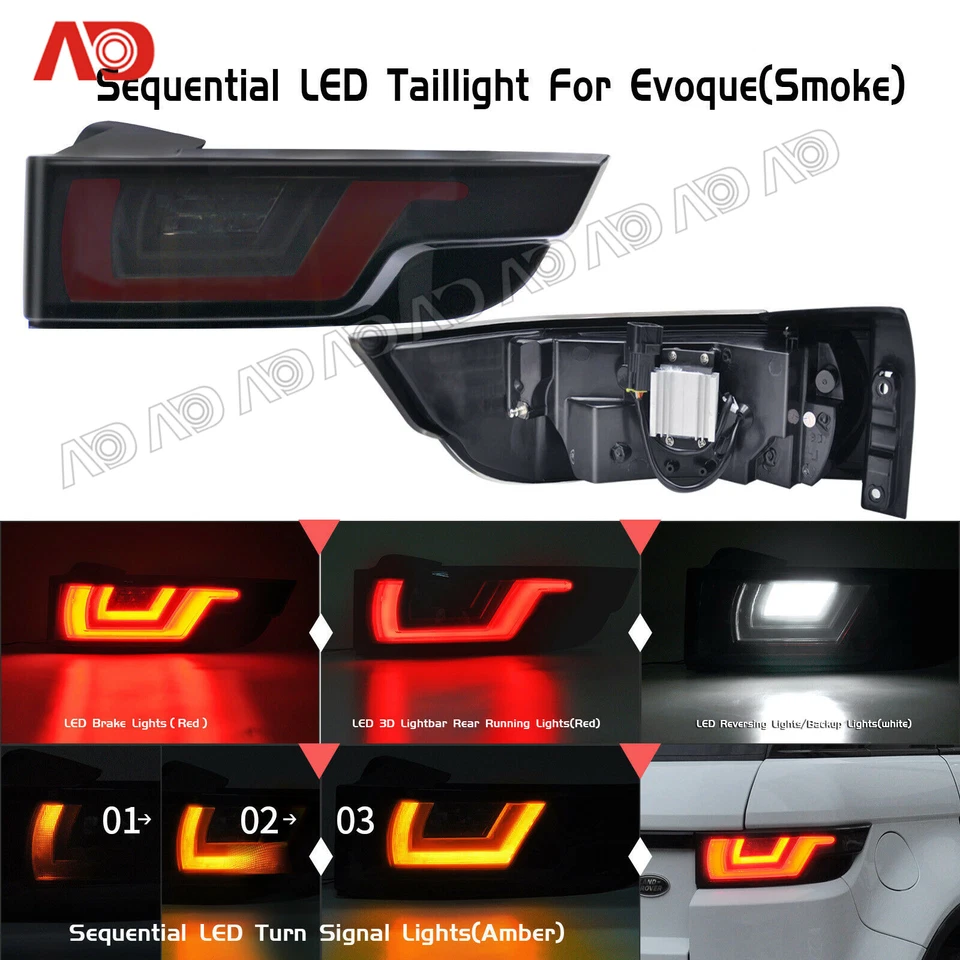 For 2012-2018 Range Rover Evoque Smoked LED Rear Tail Lamp Brake Light Assy 4IN1 - Image 1 of 4