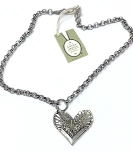 NUEVO CON ETIQUETAS Collar Colgante Corazón Sydney Plata Esterlina Joyería Cuchara Plata 18" - Imagen 1 de 4
