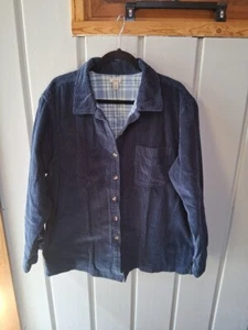 Chaqueta Camisa LL Bean Pana Azul Forrada a Cuadros Botones Talla XL - Imagen 1 de 7
