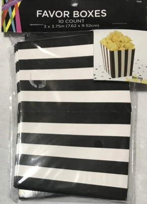 "Cajas de favoritos, rayas blancas y negras, 10 unidades, 3"" x 3,75"" NUEVAS" Foto 1 de 3