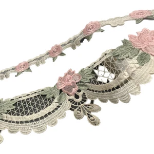 Cojín de sofá antiguo de costura de flores bordadas con adornos de encaje de 1 yarda decoración del hogar - Imagen 1 de 6