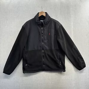Polo Ralph Lauren Fleece Jacket Large Black Full Zip Hooded Outdoor Pony Adult - Picture 1 of 16