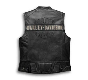 Harley Davidson Herren Biker Weste 100% Echtleder Café Racer Vest - Bild 1 von 5