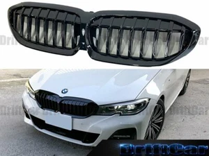 FIT 2019~2022 BMW G20 G21 3-SERIES ALL PIANO GLOSSY BLACK FRONT KIDNEY GRILLE OE - Picture 1 of 4