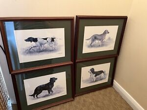 Set Of Four JOEL KIRK Art PRINTS of Gun Dogs Framed & Glazed 41x33cm